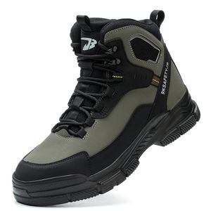 Custom Logo Light Weight Industrial Leather Safety Boots Steel Toe Construction Protective Work Boots High Cut Men Safety Shoes