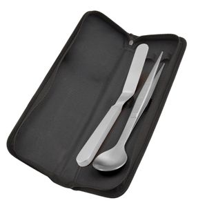 Tasting Tools 2 Pcs Food Placement Plate Tool Set Culinary Set Stainless Steel Kitchen Chef's Tweezers with Spoon