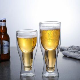 Wholesale thickened high borosilicate double layer glass eco-friendly high temperature resistance insulated beer cup handmade