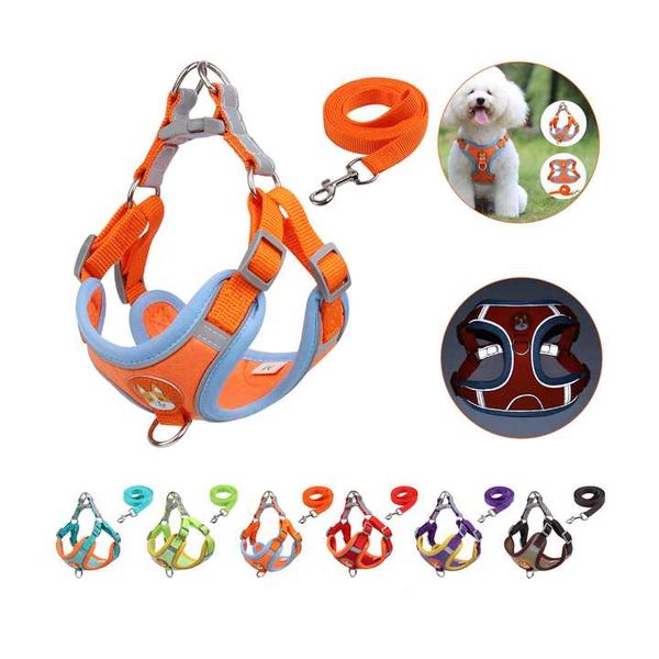 2024 New Suede Reflective Adjustable Pet Chest Strap Safety Vest with Leash for Outdoor Training Dog Cat Harness With leashes