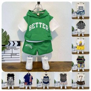 Kids Casual Short Sleeve top suit sets Custom Toddler Baby Girl Short Sleeve 100% Cotton clothing sets