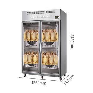 Commercial Stainless Steel Duck Dryer 2 Glass Door Dry Display Refrigerator Goose Drying Fridge
