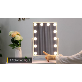 Metal frame dressing table standing touch screen hollywood spiegel espejo led lighted vanity makeup mirror with touchscreen