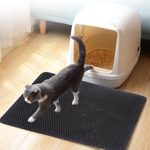 Wholesale high quality honeycomb double layer cat litter mat waterproof material for pet urine control