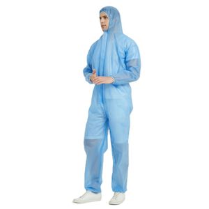 Best Price bule disposable nonwoven pp coverall suit in protective clothing hooded for workplace use
