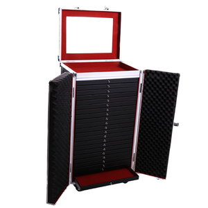 Professional Jewelry Display Case with Custom Drawers Rolling Leather Aluminum Trolley Jewelry Showcase With Wheels