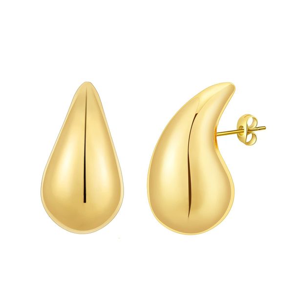 Hot Selling 18K Gold Plated Water Drop Shape Stainless Steel Stud Chunky Fashion Women Jewelry Stud Earring