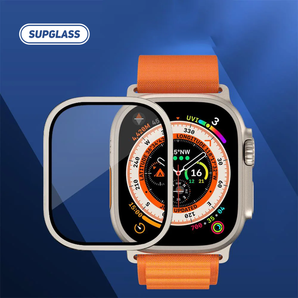 Supglass SG-51 Smart Watch Tempered Glass For Apple Watch Ultra 49mm Metal Frame Anti-Scratch Gorilla Glass Screen Protector