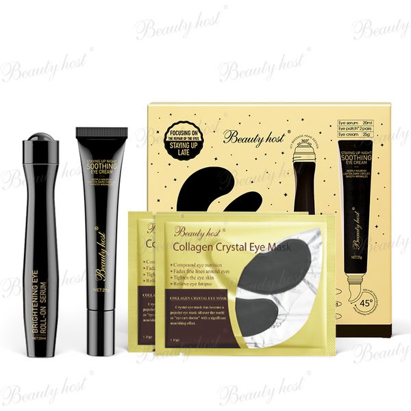 Beauty Wholesale 3 in 1 Eye Care Kit With Eye Roll-on Serum Eye Mask and Caviar Cream Gift Set for Women, Ligthen Dair Circles