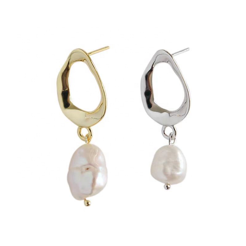 Custom jewelry earrings women 925 sterling silver 14K 18K gold plated fashion pearl earrings