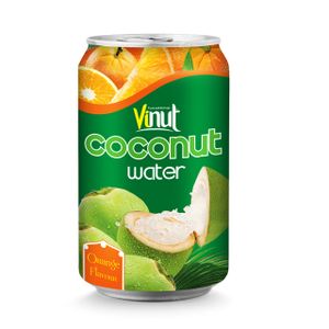 VINUT 330ml Canned Coconut Water with Orange Juice Flavored Natural Puree Sweet Taste Sugar Ingredients Halal Certified