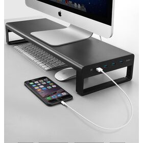 Dropshipping Metal Aluminum PC Monitor/Laptop/Tablet Stand with 4 port USB HUB