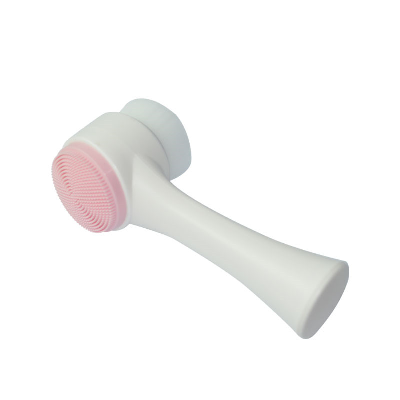 3D Stand Vertical Silicone Facial Wash Brush, 2 in 1 Facial Cleansing Brush Manual Dual-Action Face Brush