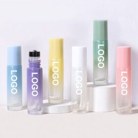 Wholesale Empty Essential Oil Perfume 5ml 10ml Shiny Frosted Clear Green Blue Glass Roll On Bottle with Metal Roller BallPopular