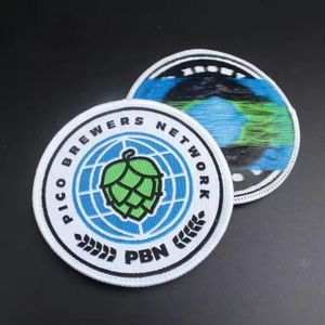 Bulk Custom Pattern Logo Machine Hat Woven Patches with Merrow Border