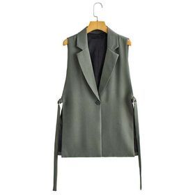 Women New Arrival Solid Color Loose Slit Suit Collar Vest Office Suit Sleeveless For  Casual Womens coat