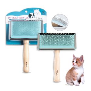 New Pet Slicker Brush 2024 Cat Dog Pet Hair Removal Wood Handle Grooming Cleaning Brush