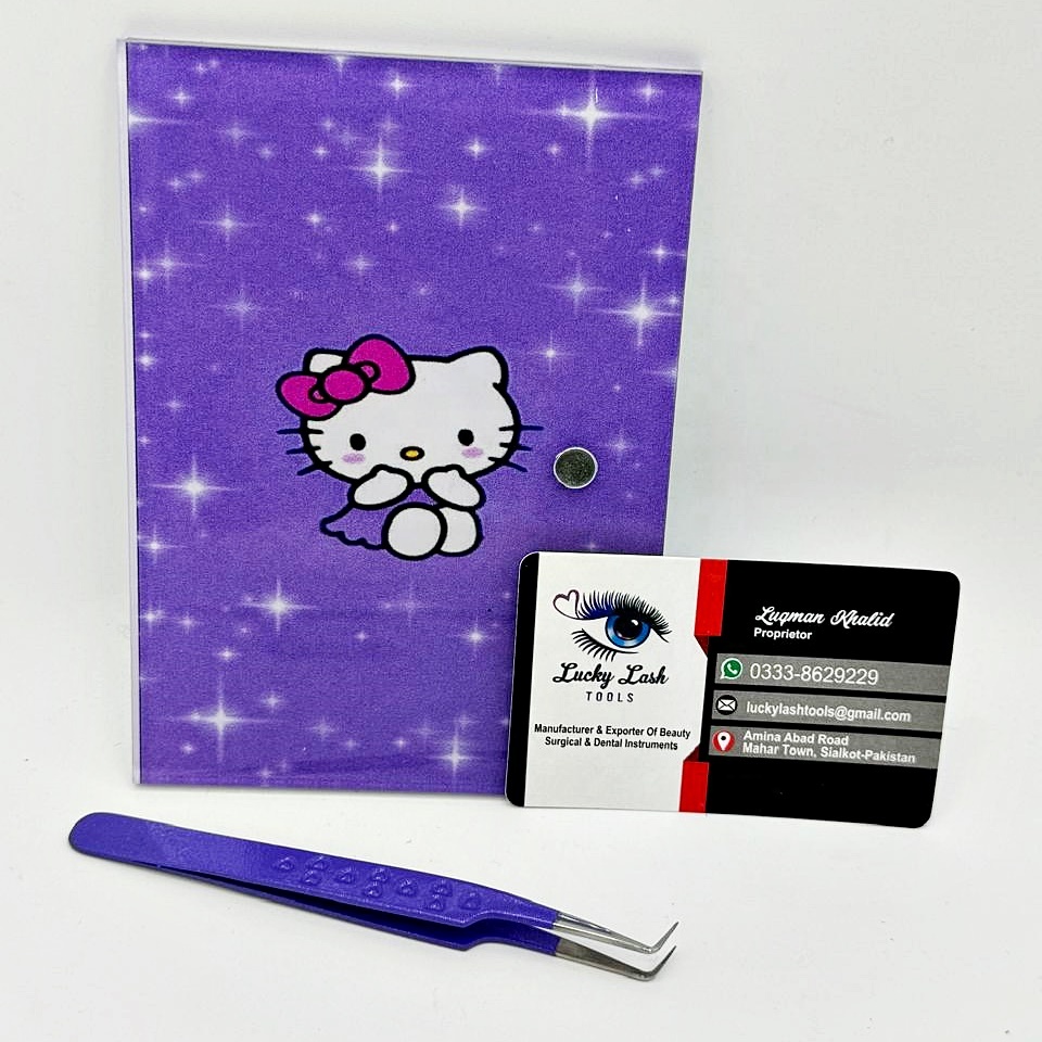 LUCKY LASH TOOLS Purple Hello Kitty Acrylic Lash Tile Display Tray Cute Eyelash Extension Magnetic Suction Tweezers Holder Eyelashes Tools & Tile
