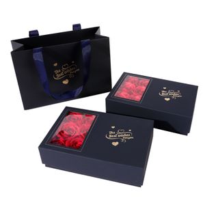 High-End Luxury Printed Logo Jewelry Paper Box Transparent Window Rose Packaging Paper Box