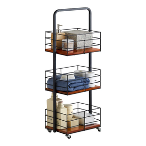 Home Organizer Kitchen Living Room Bathroom Freestanding Metal Wire 3 Tier Storage Rack Rolling Cart With Wheels