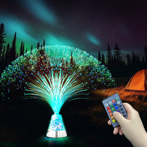 13" Sensory Fiber Optic Lamp LED Color Changing Crystal Base Calming Mood Night Light for Kids Home Decoration Christmas Party