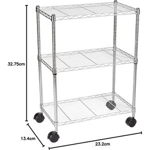 Hot Selling Household Storage Movable 3 Tier Small Wire Shelving Rack With Wheels