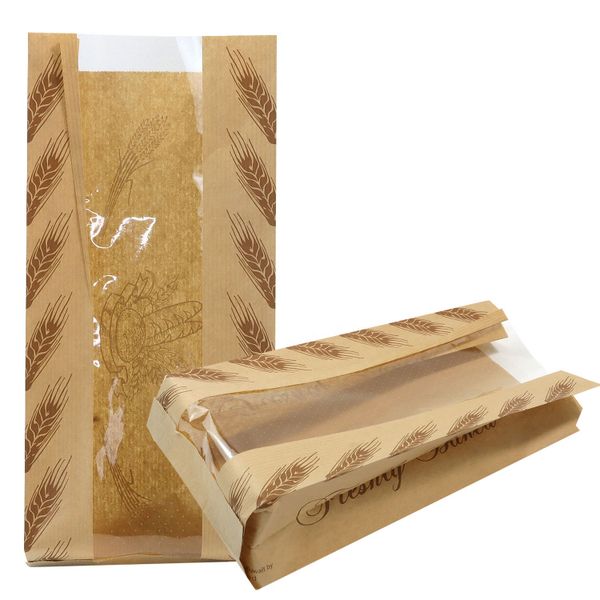 Quick Shipping Printed Logo Eco-Friendly Personalized Wax Grease Bread Bag Loaf Oil Proof Donut French Luxury Bread Bag