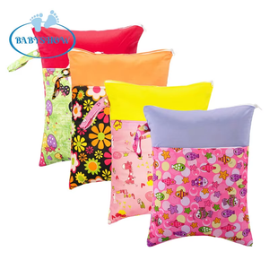 Babyshow 30*40cm Portable Splicing Colors Waterproof Pul Bag And Double Pocket Travel Sports Wet Bag