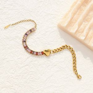 2024 New Arrival Vintage Bracelet Irregular Elegant Personalized Heart Shape Zircon Stainless Steel Fine Jewelry  For Women