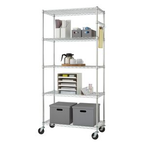 5 Tier Silver Storage Rack Shelving Kitchen Office Shelf Units 24"W X 18"D X 60"H