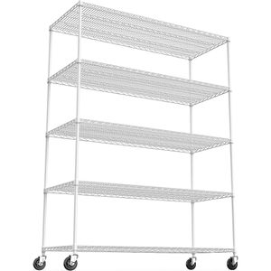 5-Shelf Chrome Stainless Steel Shelving Unit - Home Kitchen Storage Rack
