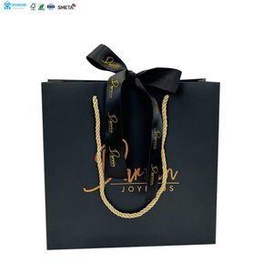 SSM Wholesale Custom Small Size Necklace Rings Packaging Paper Bag With Handles Jewelry Gift Paper Bags