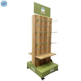Retail Mobile Accessory Wooden Display Rack Stand With Hanging Hooks