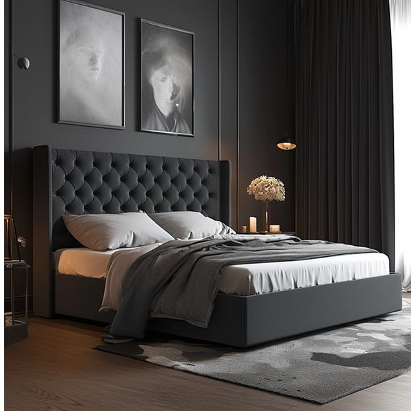 2024 Custom Upholstered Bed moderne beige nuage lit chambre principale lit de mariage king size Upholstered Bed frame