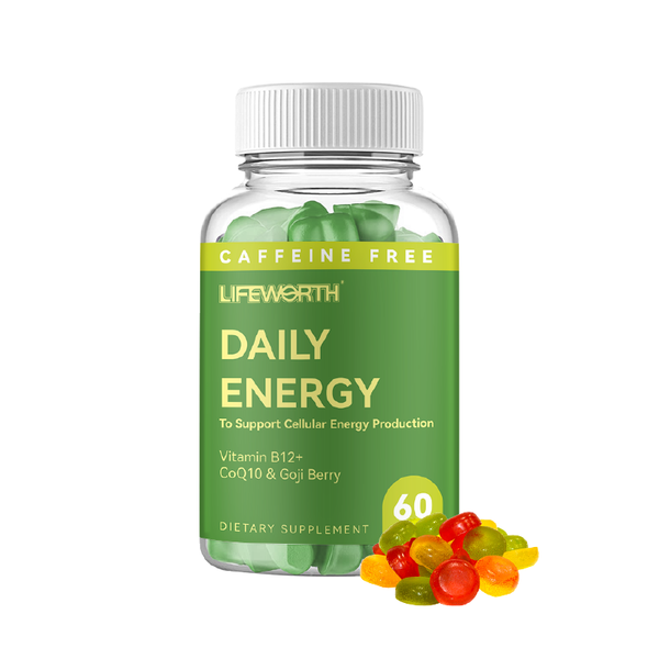 LIFEWORTH OEM Vitamin B12 CoQ10 Goji Berry Adult Chewable Supplement Daily Energy Gummy Caffeine Free Energy Management