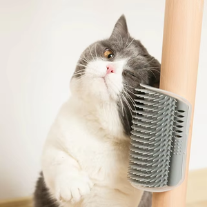 Wall Corner Soft Grooming Brush With Catnip Massage Combs Scratcher Grooming Brush for Long & Short Cats Dogs