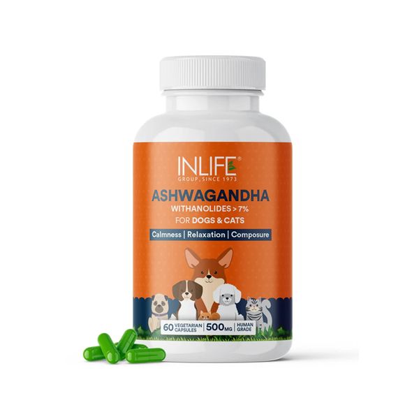 Top Selling Ashwagandha Supplement Natural Boost for Your Pets, Dogs & Cats Daily Wellness 60 Veg. Capsules