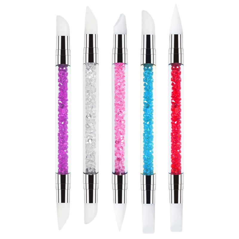 Shenzhen Sixia Electronic Commerce Co., Ltd. Double Heads silicone Nail Drill Pen Acrylic handle Dotting Pencils Nail Art Picker Pen Manicure Tool