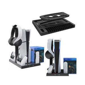HBP-534 Multifunctional Cooling Stand For PS5 SLIM Gamepad Charging Base Disc Storage Rack Headset Holder