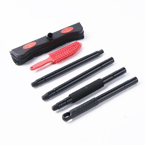 ESD Rubber Pet Hair Removal Brush with Squeegee TPR Broom with Long Handle Cleaning Soft Push Broom