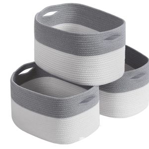 hot selling collapsible Baby Clothes Organizer hand cotton rope woven storage basket with handles
