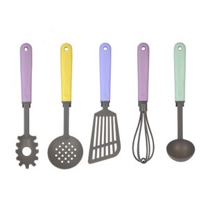 CANZO Premium Style 5 Piece Colorful Non Stick Kids Nylon Kitchen Cooking Tools Heat Resistant Real Cooking Set for Kids