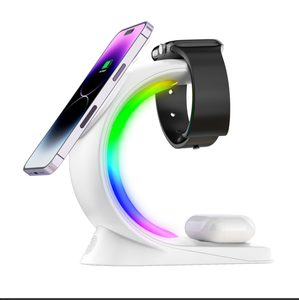 2024 Hot selling Portable Fast Charge 3 in 1 wireless charger QI T3 Desktop 3 in 1 Charging Stand For iWatch Airpods Pro
