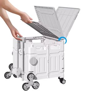 Storage Organizer Collapsible Cover Grocery Folding Shopping Cart Supermarket Shopping Trolleys & Carts with Wheels