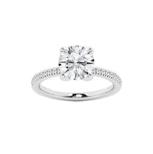 High in Quality Fine Gold Jewelry Side Stone Design Wedding Party Wear White Gold Real Diamond Women Engagement Ring