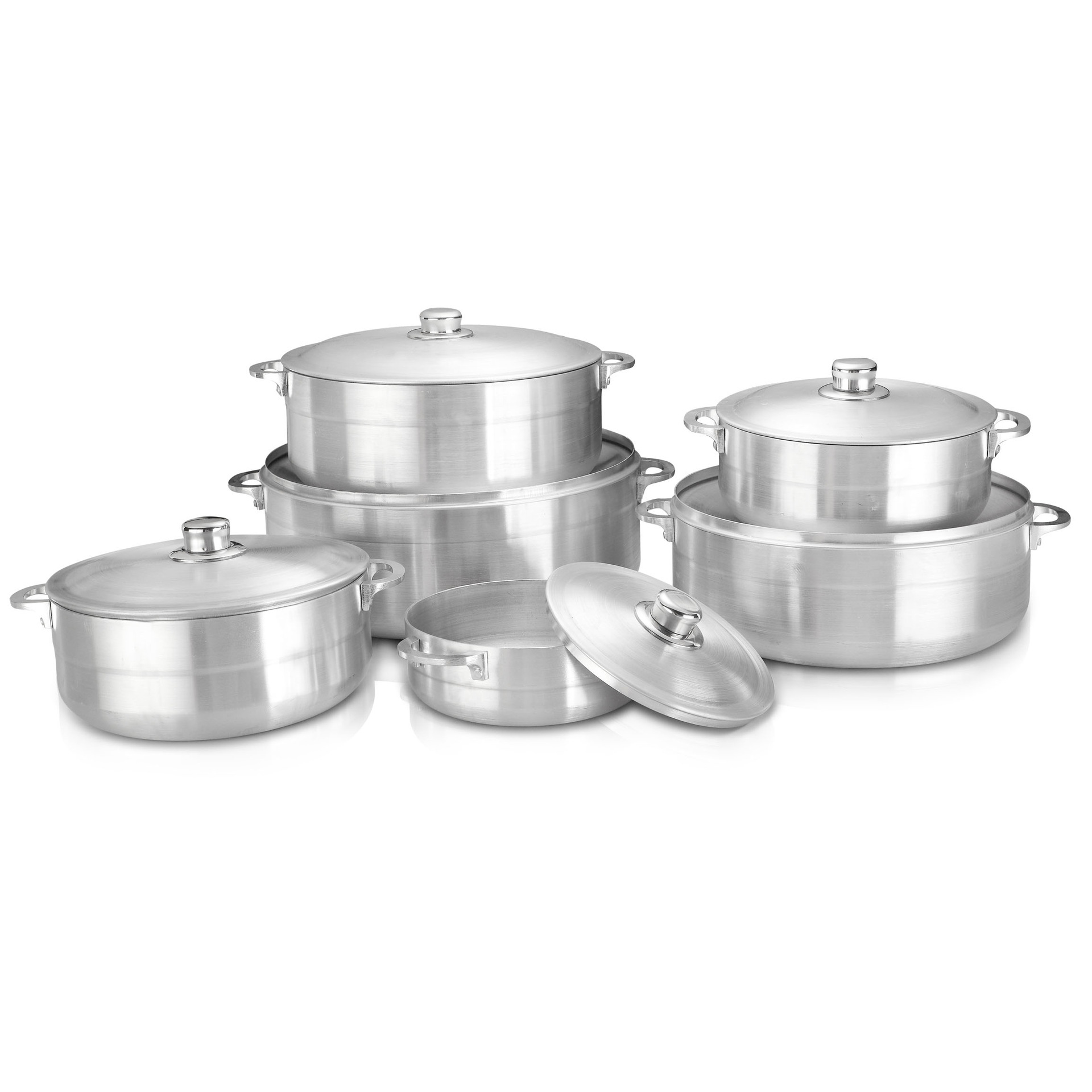 Chaozhou City Chaoan Guiyoumei Kitchenware Co., Ltd. Africa Hot Selling 19-36CM 6-PCS Aluminum Sanding Pot Set South American Thickened Cooking Pot Aluminium Soup Pot