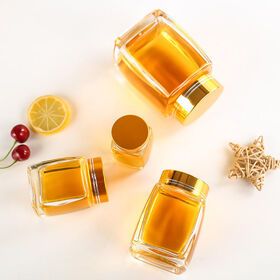 Empty square 50ml 100ml 180ml 280ml 380ml 500ml 730ml honey jam jar storage glass jars bottles in bulk