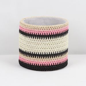 Circular three-dimensional storage basket natural paper straw woven storage basket clothes children's toys storage bin