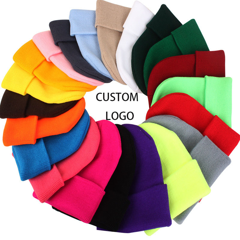 B3 Fluorescent Cap Autumn Winter Knitted Pullover for Men Women Acrylic Candy Color Designer Hat for Travel Europe Business
