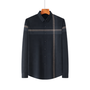 LCBZ Factory Long Sleeve Striped Shirts Men Slim Fit Vintage Fashions Men's Shirt Casual Autumn Clothing Custom Shirt